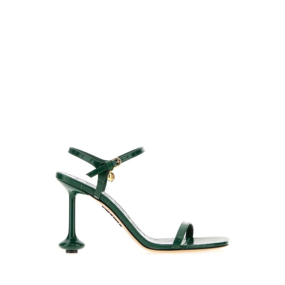 Loewe Women Dark Green Leather Toy Sandals